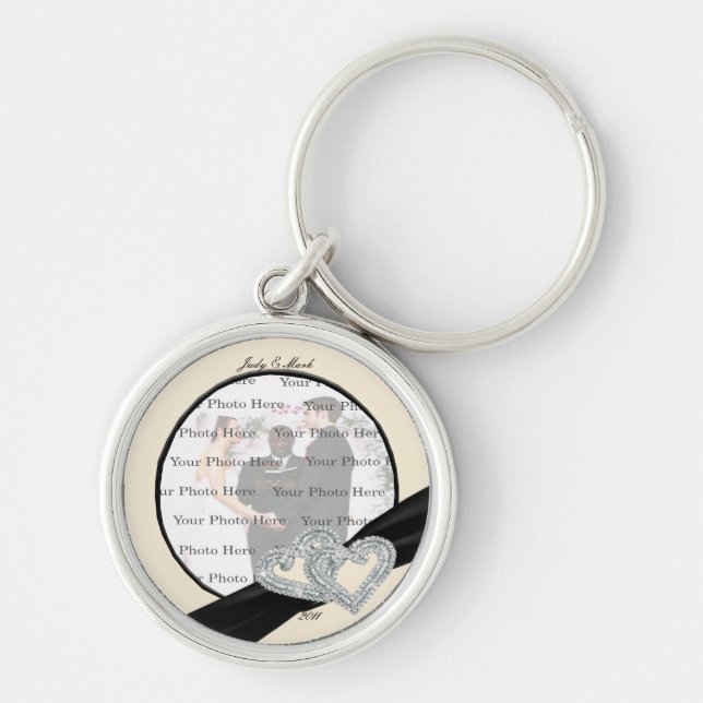 Elegante Diamond Black Ribbon Round Key Chain Schlüsselanhänger (Vorne)