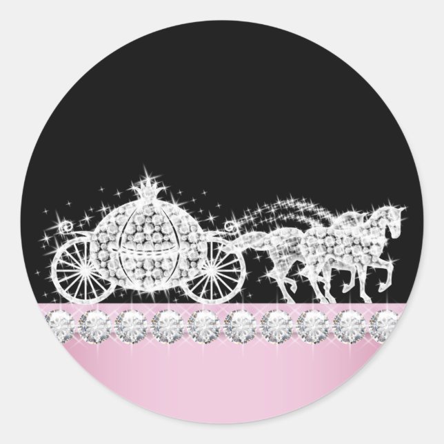 Elegante Diamond Carriage Pink Princess Stickers (Vorderseite)