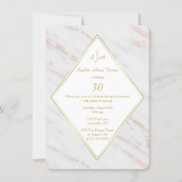 Elegante Diamond Rose Gold Marble Geburtstagsparty Einladung