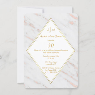 Elegante Diamond Rose Gold Marble Geburtstagsparty Einladung