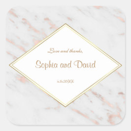 Elegante Diamond Rose Goldmedaille Hochzeit Quadratischer Aufkleber