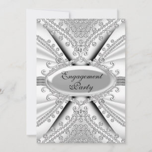 Elegante Diamond Silver Engagement Party einladen Einladung