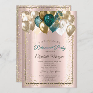 Elegante Diamonds Balloons Rose Gold Rente Einladung