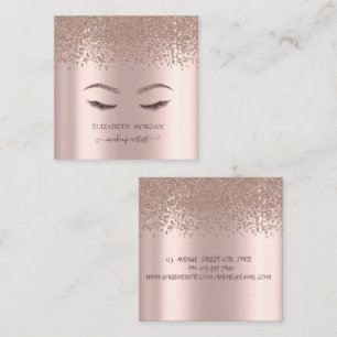 Elegante Diamonds Rose Gold Glitzer Imitate Lashes Quadratische Visitenkarte