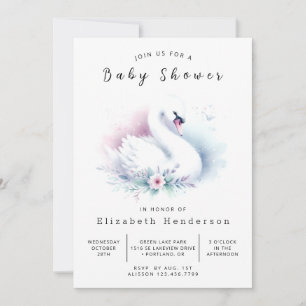 Elegante Digital Swan Baby Shower Einladung