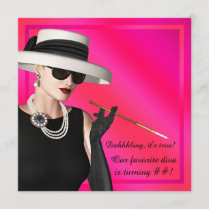 Elegante Diva Hellrosa Geburtstagsfeier Einladung