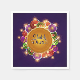 Elegante Diwali Farbenfrohe Feuerwerke Serviette