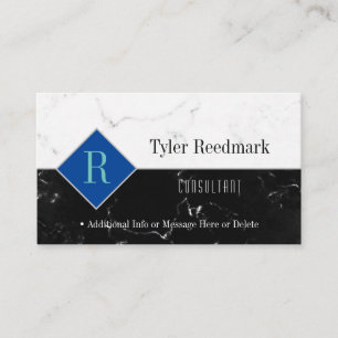 Elegante DIY-Monogramm-Name-Info, weißer und schwa Visitenkarte