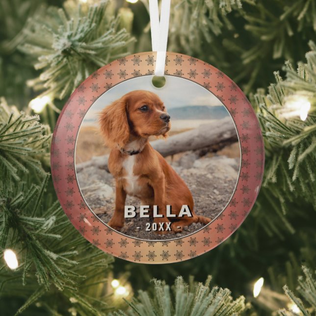 Elegante Dog Pet Foto Goldene Schneeflocken Ornament Aus Glas (InSitu)