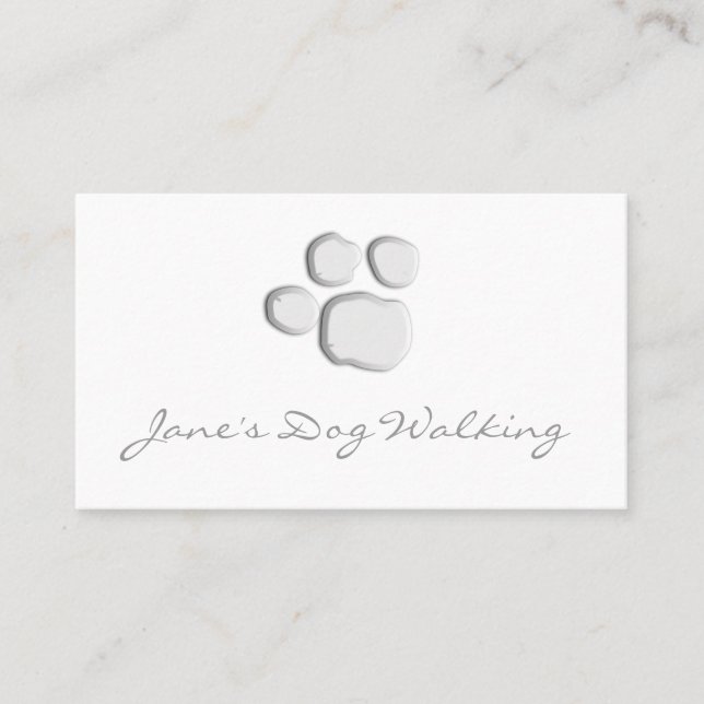 Elegante Dog Walking Paw Print Business Card Visitenkarte (Vorderseite)