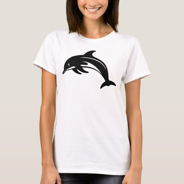 Elegante Dolphin-Silhouette Ozean Inspiriert T-Shirt (Vorderseite)
