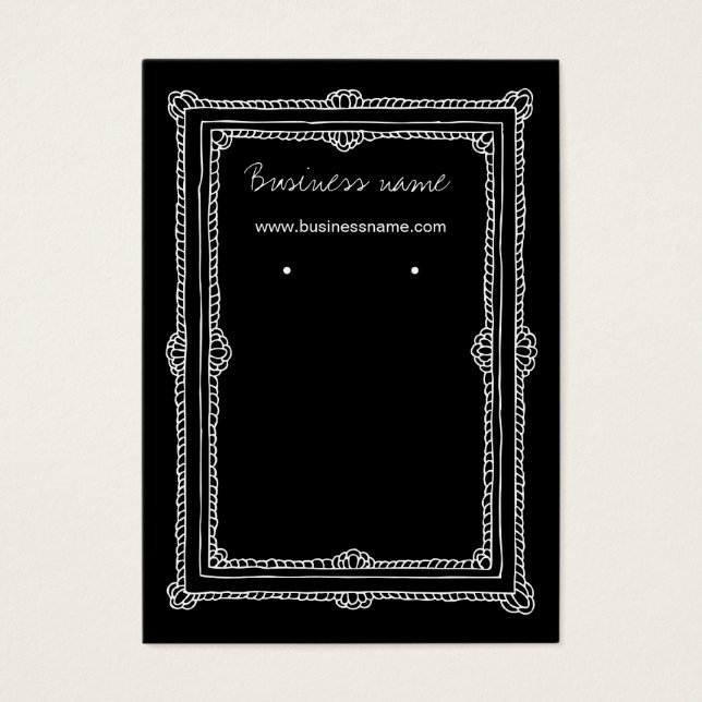 Elegante Doodle Dark Frame Hintergrund Ohrenkarten (Vorderseite)