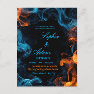 Elegante Doppelflammen-Hochzeitseinladung Postkarte