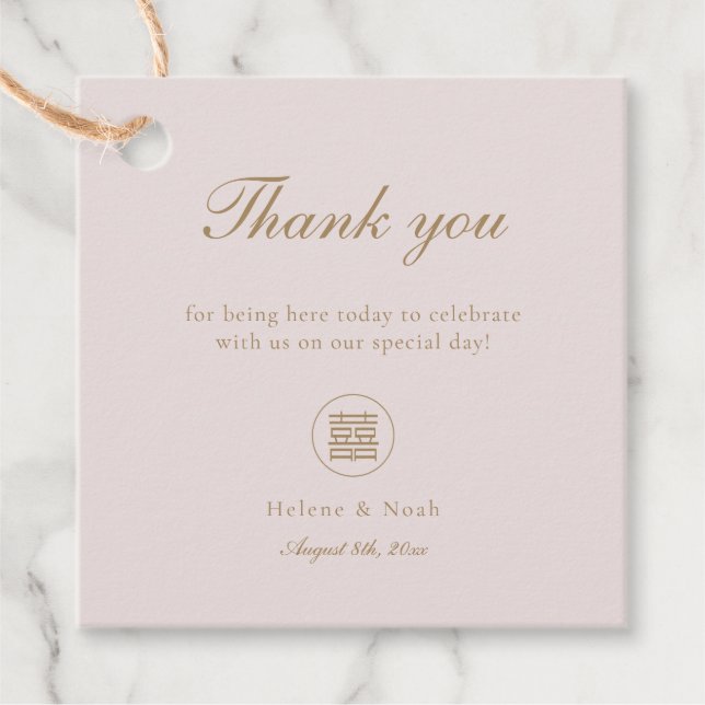 Elegante Doppelglücklichkeit Rosa Moderne Asiatisc Geschenkanhänger (Vorderseite)