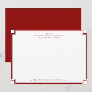Elegante Doppelgrenzname Initials Korrespondenz Mitteilungskarte