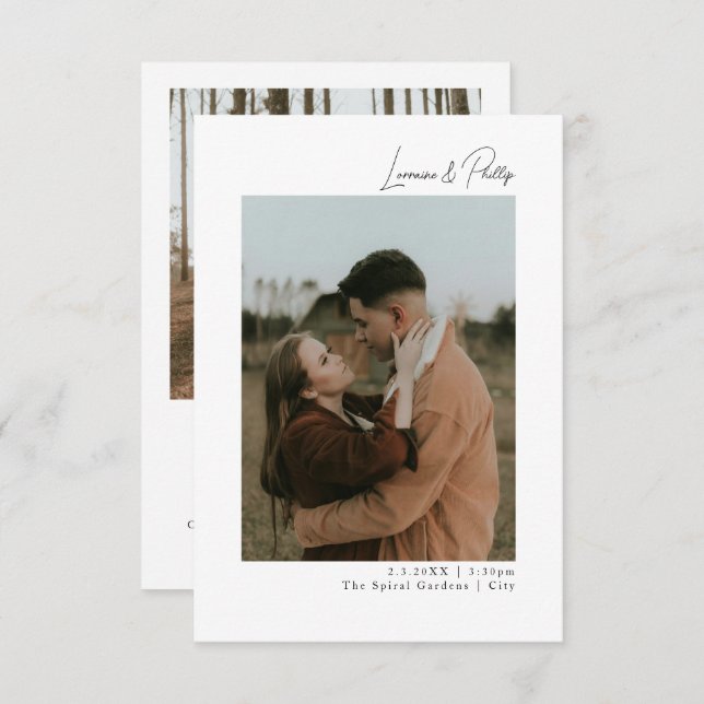 Elegante Doppelhochzeit des Fotos Einladung (Vorne/Hinten)