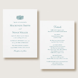 Elegante doppelseitige Hochzeitseinladung Türkis Einladung