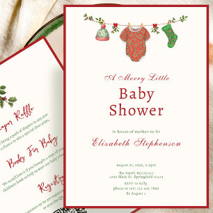 Elegante doppelseitige Holly-Weihnachts-Baby-Party Einladung
