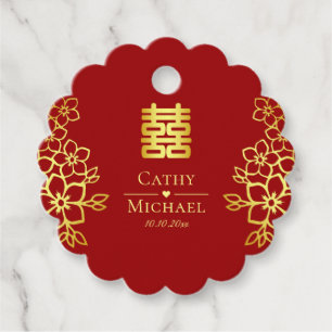 Elegante doppelte Glückseligkeit Chinesische Hochz Geschenkanhänger