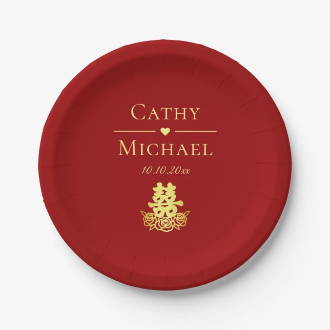 Elegante doppelte Zufriedenheit Rose Chinesische H Pappteller (Vorderseite)