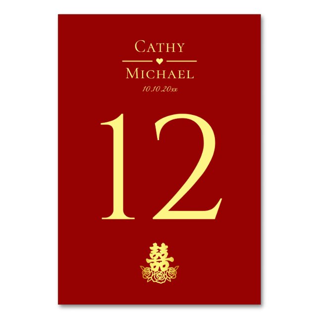 Elegante doppelte Zufriedenheit Rose Chinesische H Tischnummer (Vorderseite)