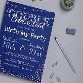 Elegante Double Celebration Birthday Party Einladung