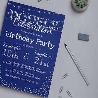 Elegante Double Celebration Birthday Party Einladung