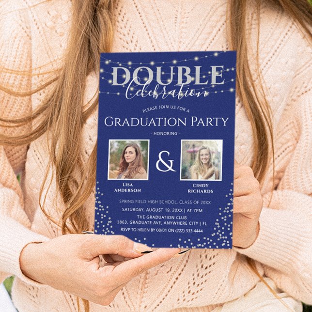 Elegante Double Celebration Graduation Party Einladung (Von Creator hochgeladen)