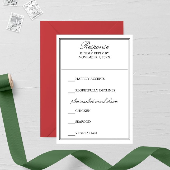 Elegante Double Frame Wedding RSVP Karte (Von Creator hochgeladen)