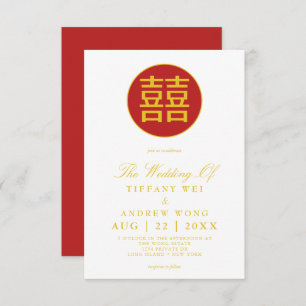 Elegante Double Happiness Chinese Wedding Einladung