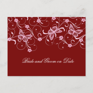 Elegante Dream Red Butterfly Rett Date Card Ankündigungspostkarte
