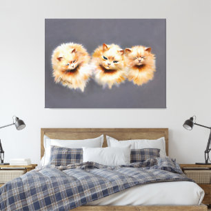 Elegante drei persische Katzen Vintage-Feliden Leinwanddruck