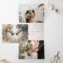 Elegante Dreifachfalte Ankündigung zur Eheschließu