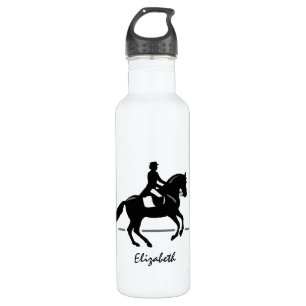 Elegante Dressage Rider Darstellend Pirouette Edelstahlflasche