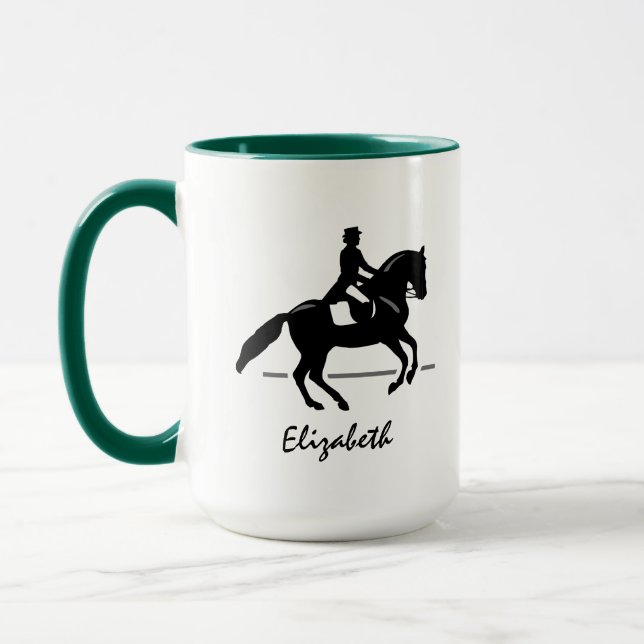 Elegante Dressage Rider Darstellend Pirouette Tasse (Links)