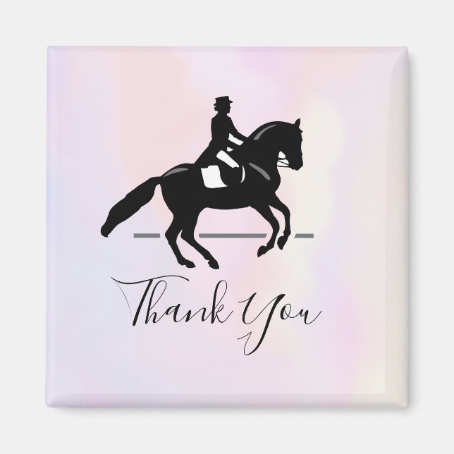 Elegante Dressur Rider on Watercolor Vielen Dank Magnet (Vorne)
