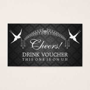 Elegante Drink Voucher Birds Monogram Black