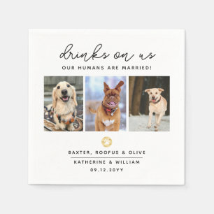 Elegante Drinks auf uns 3 Haustiere Foto Wedding N Serviette