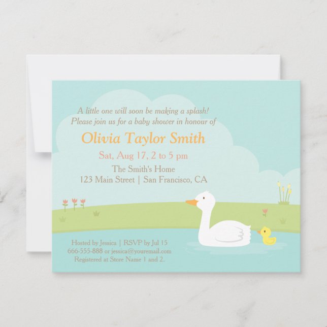 Elegante Duck and Duckling Baby Shower Einladungen (Vorderseite)