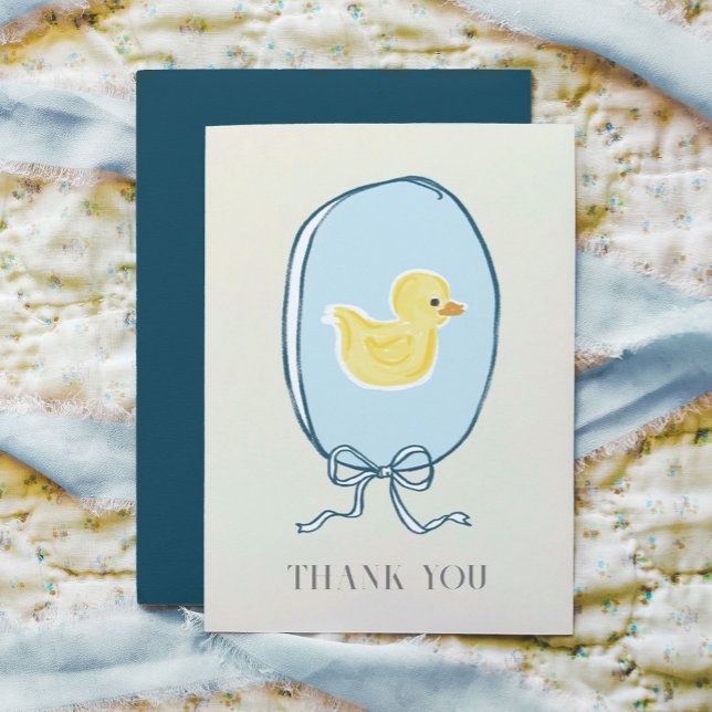 Elegante Ducky Babydusche geklappt Dankeskarte (Elegant meets cute rubber ducky Baby Shower Thank You note folded greeting cards.)
