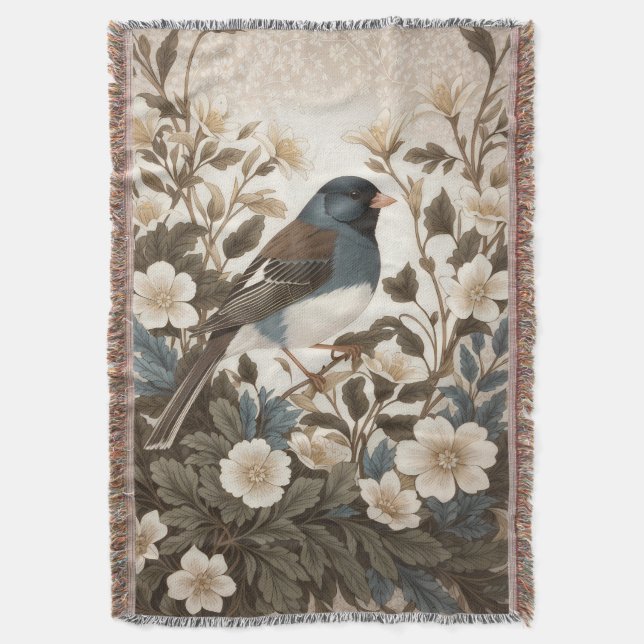 Elegante Dunkeläugige Junco-Cream-Blumen Decke (Vorderseite Vertikal)