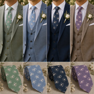 Elegante dunkelblaue Ditsy-Blumen Krawatte