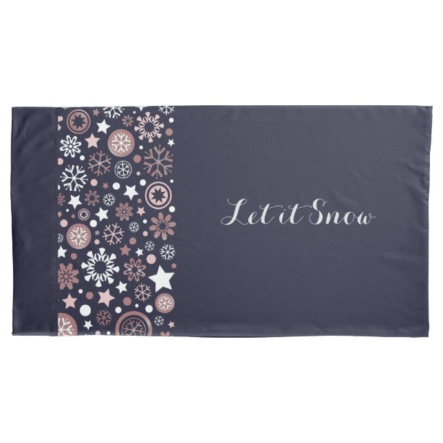 Elegante, dunkelblaue, glänzende, rosa metallische kissenbezug (Vorderseite)