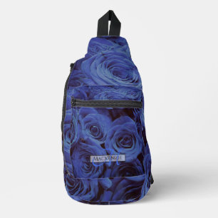 Elegante dunkelblaue Rosen blaue Blumen blau flora Crossbody Bag