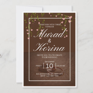 Elegante dunkelbraune Floral  Einladung