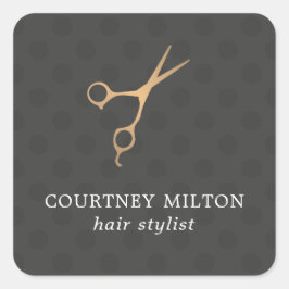 Elegante Dunkeldotte Imitate Gold-Schere Haar-Styl Quadratischer Aufkleber