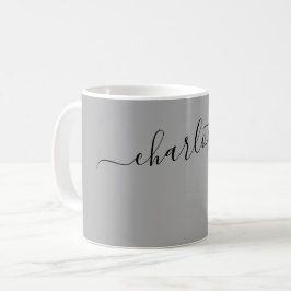 Elegante dunkelgraue Farbe moderne Name personalis Kaffeetasse