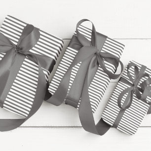 Elegante dunkelgraue und weiße Streifen Geschenkpapier