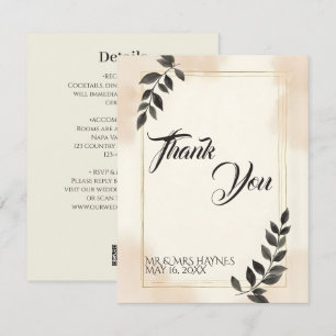 Elegante dunkelgrüne Blatt Hochzeit Dankeskarten