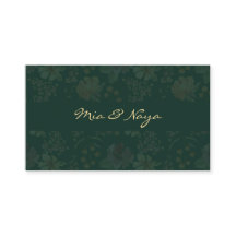 Elegante Dunkelgrüne Florale Goldschrift Luxus